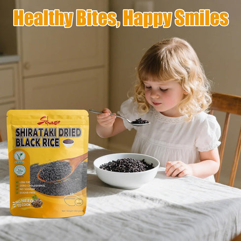 16.2oz Shirataki Konjac Dried Black Rice - No-Cook Instant Black Rice, Keto Friendly Low-Carb Meal Alternative, Low GI