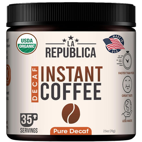 La Republica Organic Decaf Instant Coffee (35 Servings), Colombian Medium Roast, Toasted Caramel, Fair Trade