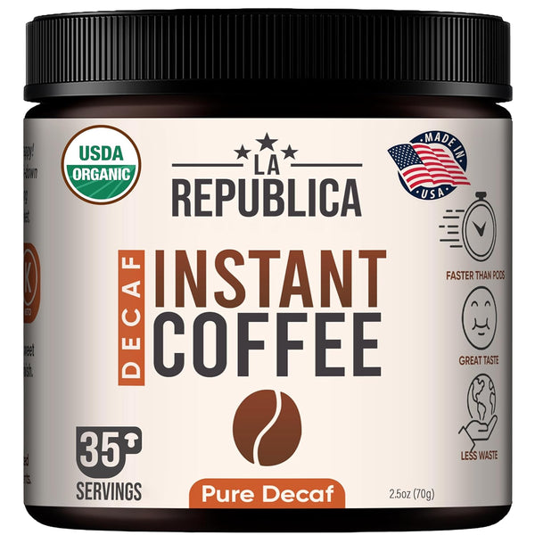 La Republica Organic Decaf Instant Coffee (35 Servings), Colombian Medium Roast, Toasted Caramel, Fair Trade