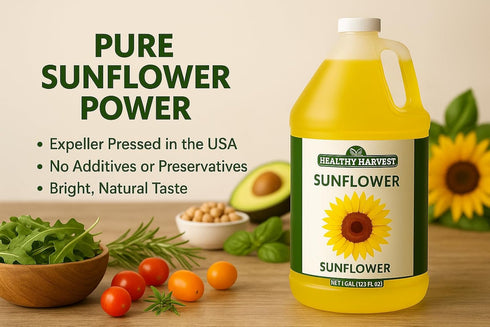 Healthy Harvest Non-GMO Sunflower Oil - Healthy Cooking Oil for Cooking, Baking, Frying & More - Naturally Processed
