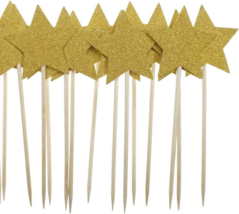 Gold Star Cake Cupcake Decorations | Toppers Picks Supplies, Appetizer Picks, 30 Count