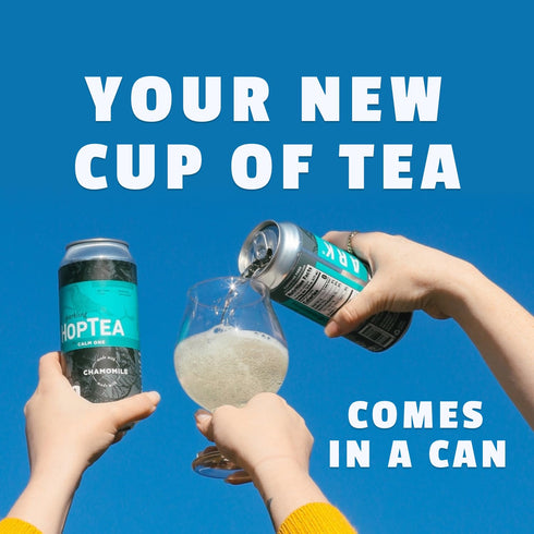 16fl oz (pack 12) HOPLARK Sparkling HopTea - The CALM ONE - Tall cans of Chamomile and Citra Hops Herbal Sparkling Tea