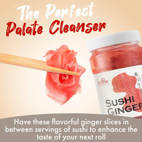 Fusion Select Sushi Ginger - Natural Sliced Gari, 12 oz, Pickled Ginger for Sushi, No MSG, Non-GMO