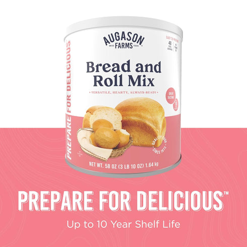 48 10 6 72 Augason Farms Bread and Roll Mix Can Emergency Food Supply, Servings, Year Shelf Life - Makes Loaves