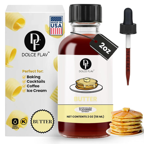 Dolce Flav Butter Extract 2 Ounce Water-Soluble Kosher, Sugar-Free, Concentrated Imitation Butter