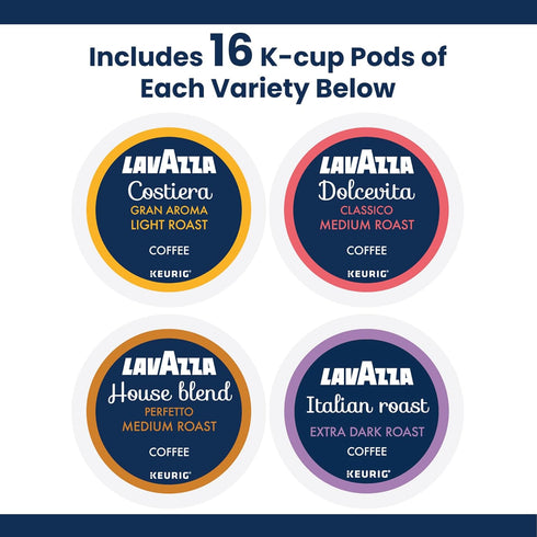 Pack, 64 Count Lavazza Coffee Variety Keurig Single-Serve K-Cup Pods