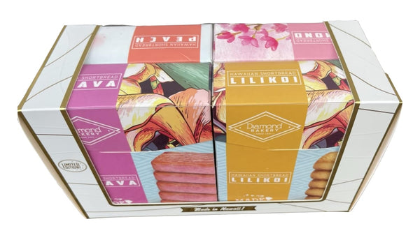Diamond Bakery Hawaii Shortbread 4 Pack (Lilikoi, Guava, Almond, Peach)