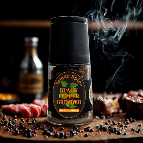 Samar Spice 2.1oz(60g) All-Natural Whole Black Peppercorns with Adjustable Grinder | Premium Refill | Chef-Selected