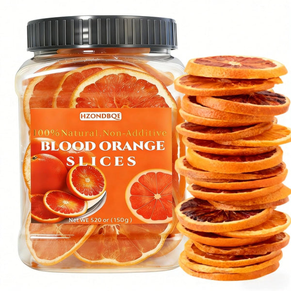 H2ONDBQF Dehydrated Blood Orange Slices (150g/5.29oz) - No Added Sugar, Wheat-Free in Reusable