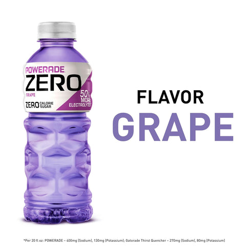 20 (Pack 8) POWERADE Electrolyte Enhanced Zero Sugar Grape Sports Drink, Ounce