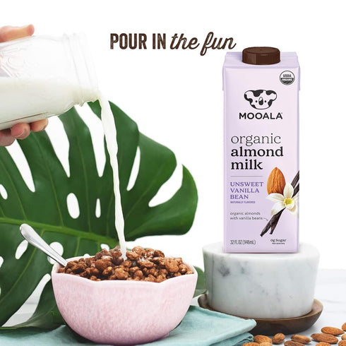 32 oz (Pack 6) Mooala Organic Vanilla Bean Almond Milk Unsweetened fl of Shelf-Stable, Lactose Free, Gluten-Free