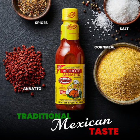 10 oz (Pack 1) El Yucateco Achiote Annatto Condimented Liquid, Authentic Mexican Marinade and Seasoning, Traditional