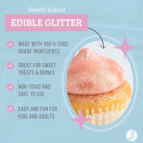 Sweets Indeed Edible Glitter, Perfect for Drinks, Cocktails, Cake Decorating, Dessert Topper, 4 grams Green Glitter