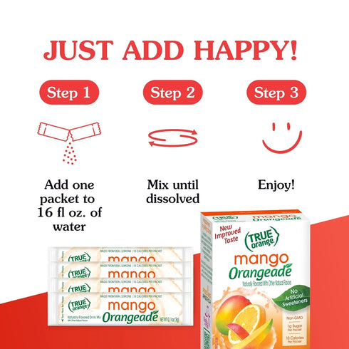 True Orange Mango Orange Drink Mix, 10-count, Pack of 4