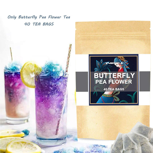 Butterfly Pea Flower Tea Bags, 40 Teabags Premium Dried Blue & Purple Tea, GMO Free, Eco-Conscious