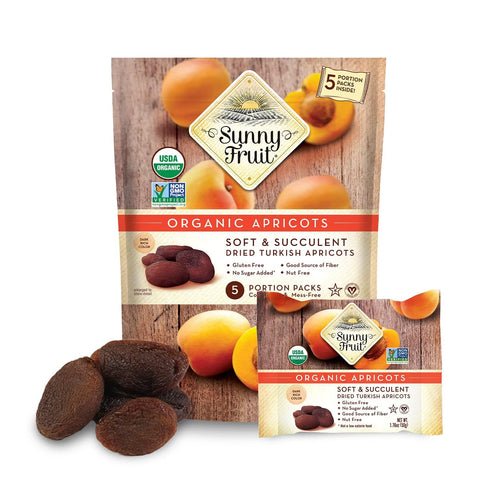6 (30 Packs) Packs Sunny Fruit Soft Organic Turkish Dried Apricots - Bags Individual Portion | No Preservatives, No