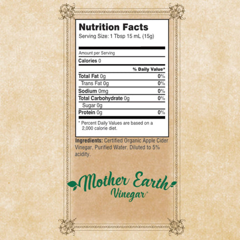 (1/32oz Mother Earth, Organic Apple Cider Vinegar with The Mother, Fresh Pressed Organic Apples, OACV, ACV, Raw