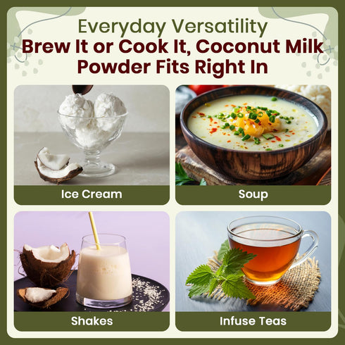100% (1/2LBS 8Oz.) Organic Way Coconut Milk Powder - Unsweetened Creamer Alternative for Coffee & Smoothies | Vegan
