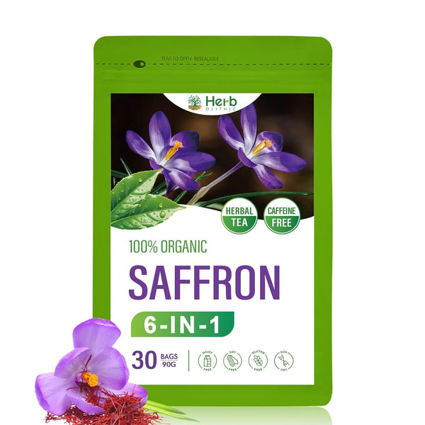 HerbOLITHIC Saffron Tea bags, Herbal Tea for Mood Support, Calm & Sleep Support,