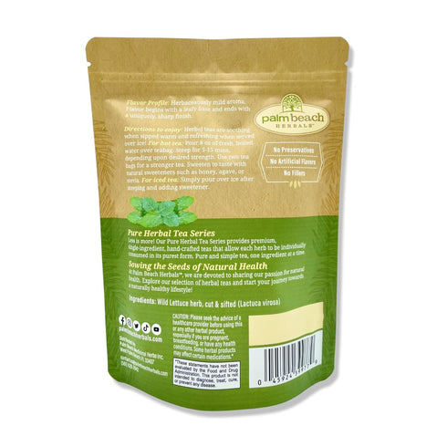 30ct Palm Beach Medicinal Herbs - Wild Lettuce Leaf Tea - Pure Herbal Tea Series
