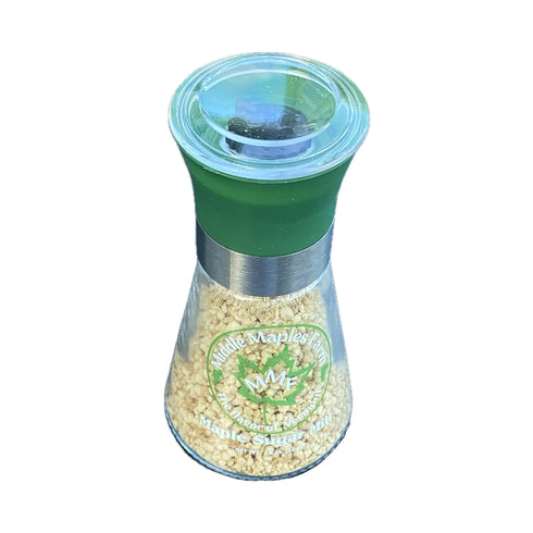 1.8oz Middle Maples Farm Vermont Organic Maple Sugar Mill, The Perfect Culinary Gift, Refillable Glass with Ceramic