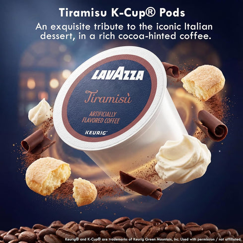 Pack 40 Count (Pack 2) Lavazza Flavored K-Cup Coffee Pods Variety for Keurig - Dessert Inspired Tiramisu & Caramel
