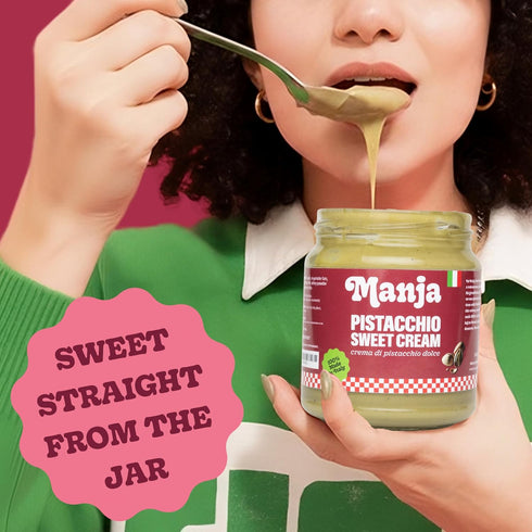 10.58oz (300g) MANJA - Silky Smooth Italian Pistachio Spread - Authentic Artisanal Cream Made with Real Pistachios