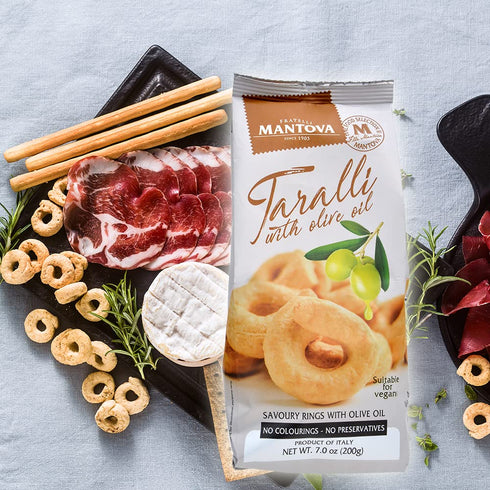 (Pack 2), 7 oz Taralli with Olive Oil and Rosemary from Puglia, Italy. of All Natural Ingredients: wheat flour, white