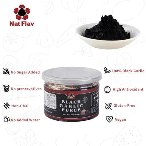 Nat Flav 7 Oz, 100%, 120 NatFlav Black Garlic Puree Made from Solo Black Garlic Fermented for Days, No Added Water