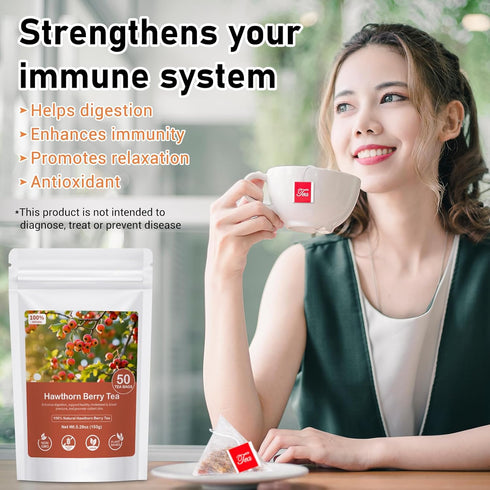 Oryvox 100 Immunity, (Pack 2) Hawthorn Berry Tea, Tea bags, Natural Hawthorn Berries -Aid Digestion, Boost Relaxation