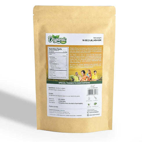 454 16 oz (Pack 2) Organic Zing Barley Flour Food Grade g / of - Finely Milled Barley Flour for Cooking and Baking