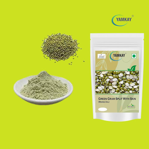 (300 Yamkay Organic Green Gram Split With Skin Moong Dal GM)
