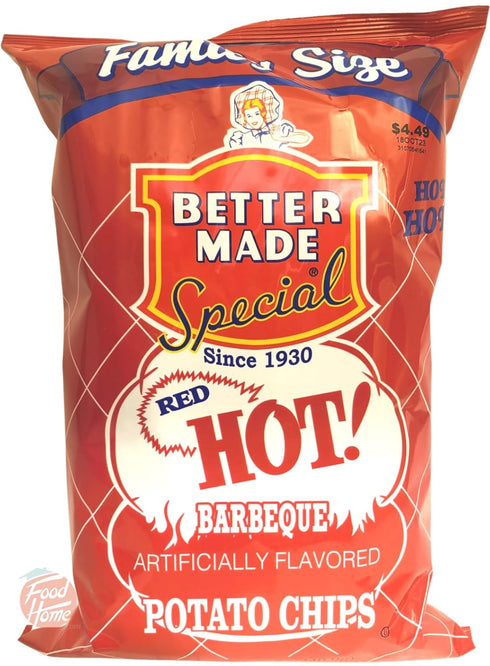 Better Made Family Size red hot! barbeque flavor potato chips, 8.5-ounce bag
