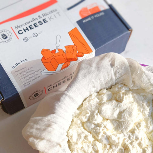 Mozzarella 5 & Ricotta Cheese Making Kit | Piece DIY Kit Includes Cheesecloth, Vegetable Rennet, Citric Acid, Cheese
