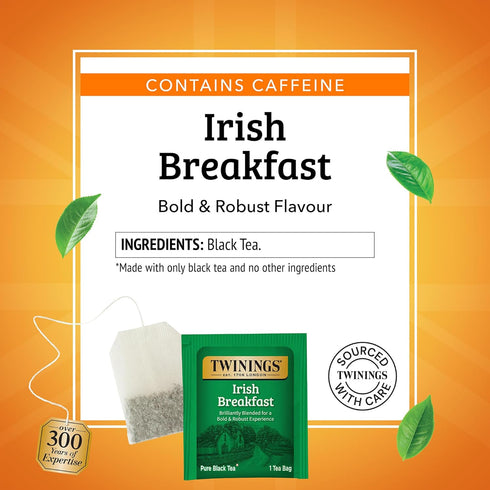 20 Count (Pack 6), 120 Twinings Irish Breakfast Black Tea Individually Wrapped Bags, of Flavourful, Robust Black Tea