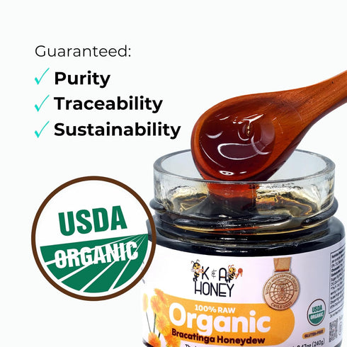 100% 8.47 oz K&A HONEY Organic Bracatinga Honey | USDA Certified Organic | Award-Winning Pure Honeydew | Raw Premium