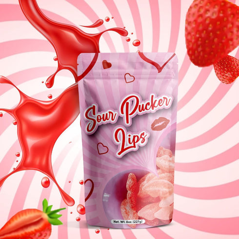 Gummies 3 Gummies Gummy NY Spice Shop Sour Pucker - Pound Lip Shaped - Fruit Flavor For Office Candy Bowl Fillers