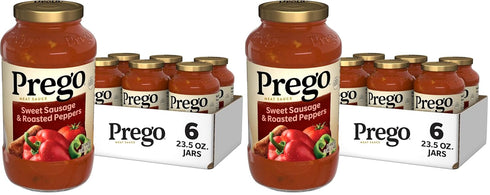 Prego Sweet Sausage and Roasted Peppers Pasta Sauce, 23.5 OZ Jar (Case
