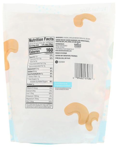 365 24 by Whole Foods Market, Roasted & Salted Cashews, Ounce