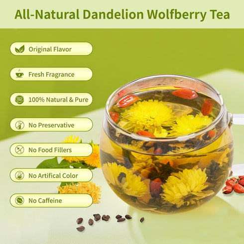 BeleePlanner (1 Pack/12 Dandelion Wolfberry Tea, Natural Kidneys & Liver Health Dandelion Root Tea with Dandelion