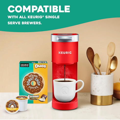 60 Count, (6 Packs 10) The Original Donut Shop Duos Coconut + Mocha Coffee, Keurig Single Serve K-Cup Pods, Medium
