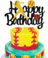 Softball Cake Topper, Baseball Cake Topper for Girl Boy Birthday Party, Girl's Softball Pitcher Cake Decor