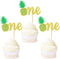 Ercadio 24 Pack Pineapple Cupcake Toppers - Glitter Pineapple 1st Birthday Cupcake Picks for Hawaii Luau Tropical Party