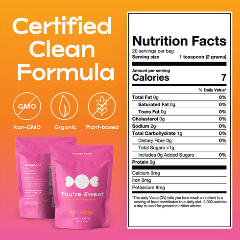 Youre Sweet Organic Plant-Based Sweetener Sugar Substitute to Help Wean off Refined Sugar Natural Sugar Replacement