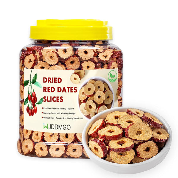 WJDDMGO Pure Jujube Product, Dried Red Dates Slices, 1.1lb/500g oz Pitted Seedless Sweet