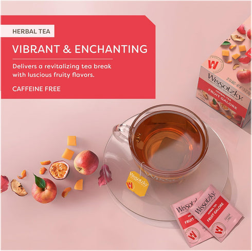 (6 Pack 120 Wissotzky Fruit Galore Herbal Tea - Tea Bags | Caffeine Free Tea | Antioxidant Rich | Fruity Blend | Herbal