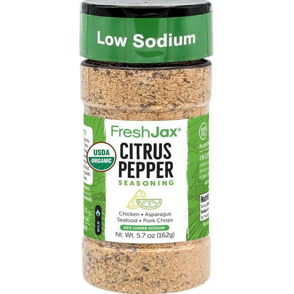 FreshJax Organic Citrus Pepper Seasoning, 5.7 oz Zesty Lemon Pepper Blend for