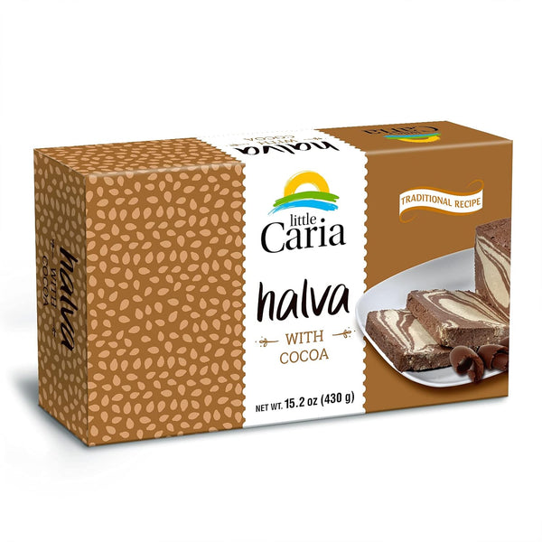 Little Caria Traditional Halva with Cocoa | 15.2 ounces | Vegan, Gluten-free