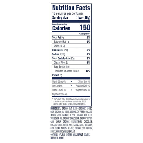12g (18 Pack) Zbar - Chocolate Chip - Soft-Baked Energy Snack Bars - Non-GMO - Whole Grains - USDA Organic Granola Bars