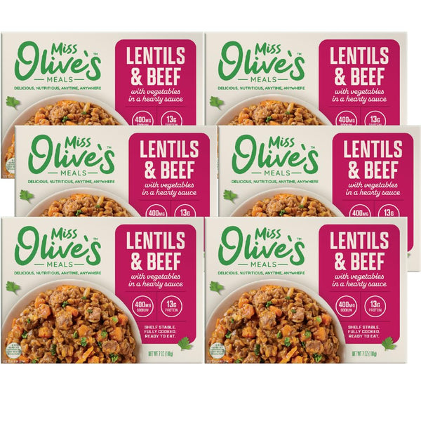 Miss Olives Lentil & Beef with Vegetables Ready Meal, Lower Sodium Shelf